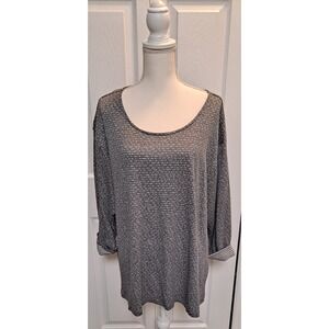 Rose + Olive Women's‎ Plus 2X Heather Gray Spotted Speckled 3/4 Sleeve Sweater
